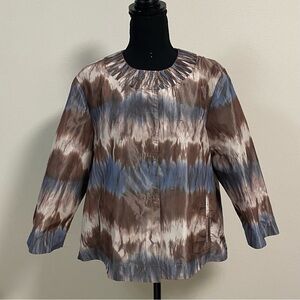 Chico’s Moire Taffeta Jacket Blue/ Taupe Size Medium